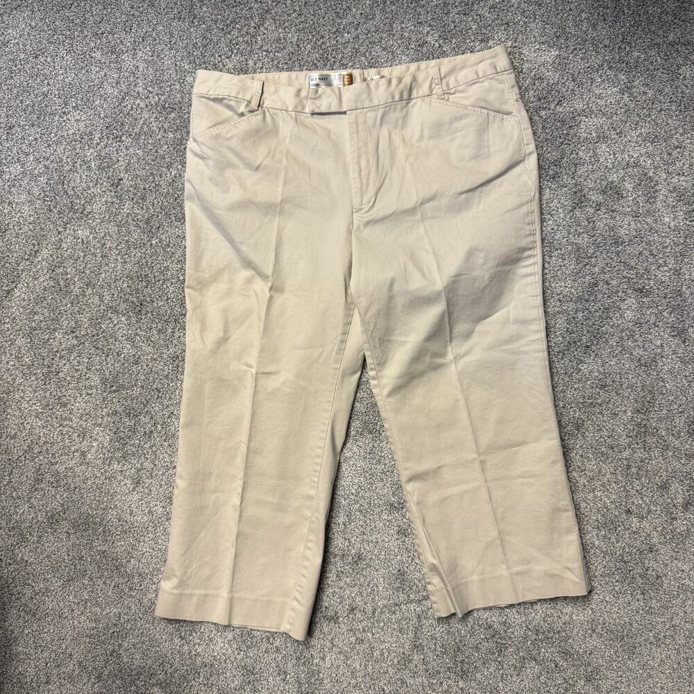 Y2K Old Navy Cropped Capri Pants Sz 16 Stretch Coastal Preppy Old Money Pocketss